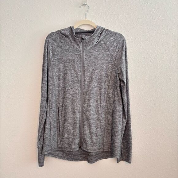 Athleta Gray Zip Up Sweatshirt with Hood Medium - Picture 1 of 4